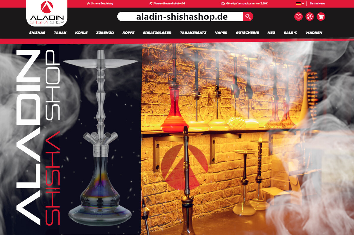 Shisha online kaufen in deinem neuen Lieblings Shisha Shop - Aladin Shisha Shop - Dein Online Shop für Wasserpfeifen und Zubehör