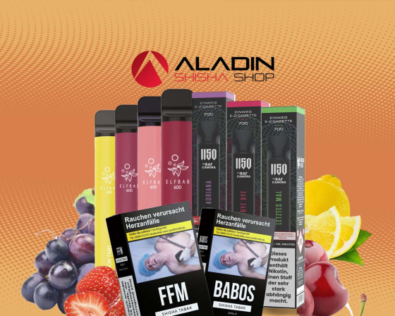 Neue Produkte &amp; Bestseller Restocks im Aladin Shisha Shop: Elfbar, 1150x RAF Camora, Babos FFM und vieles mehr