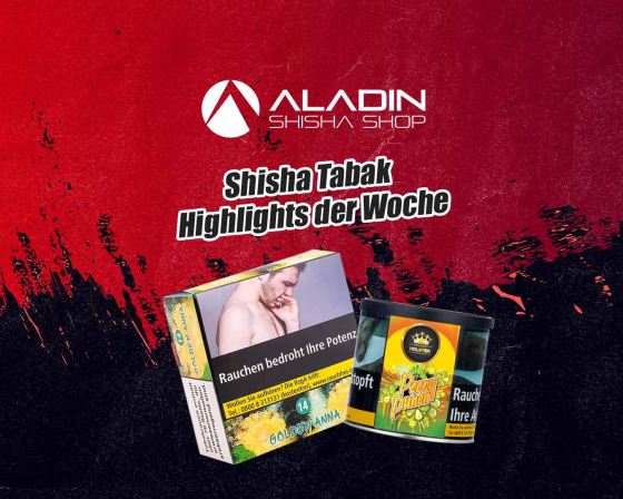 Shisha Tabak Highlights der Woche im Aladin Shisha Shop: Aqua Menta  - #14 Golden Anna &amp; Holster Tobacco - Peery Punch - Entdecke die Top Shisha Tabaksorten: Aqua Mentha #14 Golden Anna &amp; Holster Peery Punch