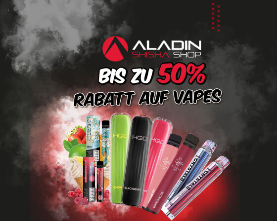 Unsere Woche der Vape-Angebote: Bis zu 50 Prozent Ersparnis im Aladin Shisha Shop!