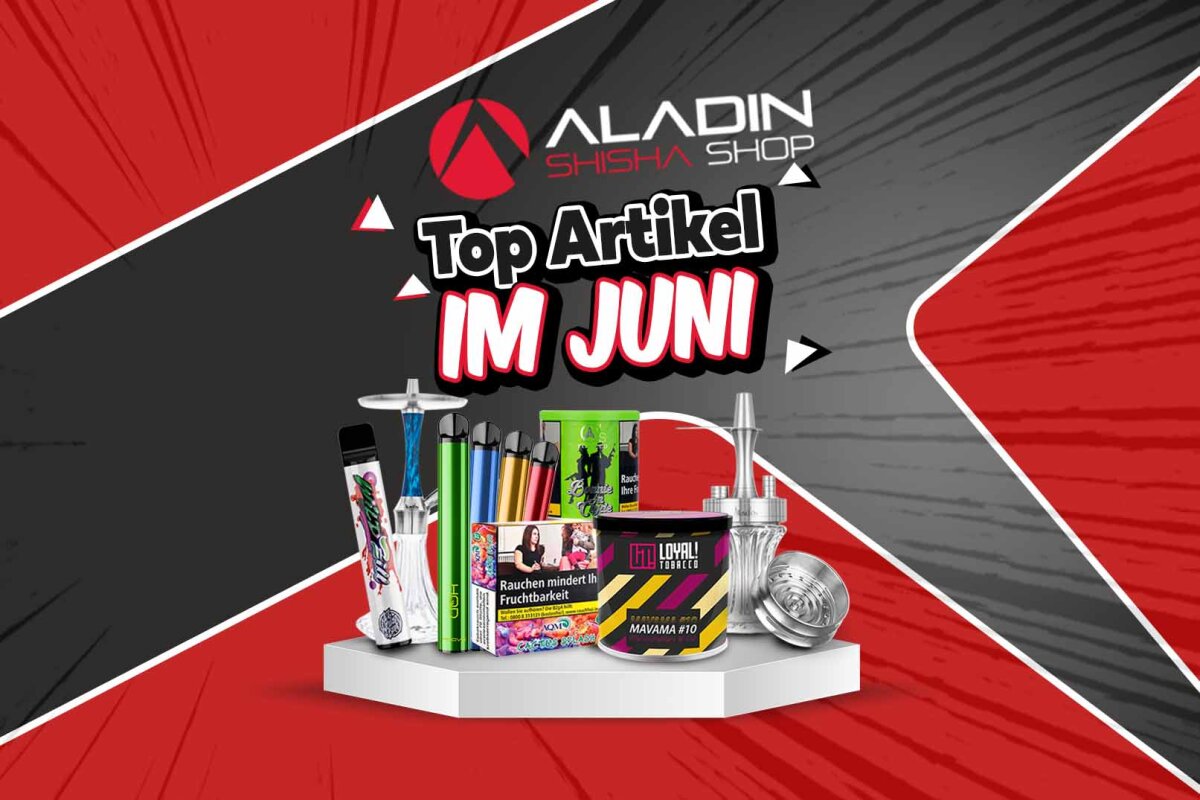 Top Artikel im Juni: Aladin 2Go, HQD Hoova und mehr! - Aladin Epox 360 Shisha &amp; Aqua Mentha Tabak: Juni-Highlights!