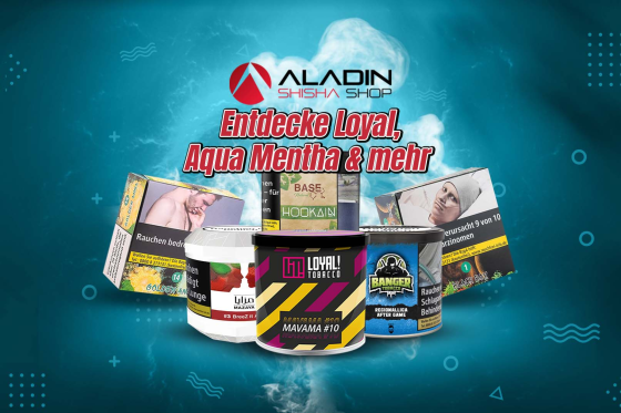 Entdecke Loyal, Aqua Mentha &amp; mehr: 200g Shisha Tabak im Aladin Shop - Entdecke Top Shisha Tabakmarken mit  200g Dosen im Aladin Shop!