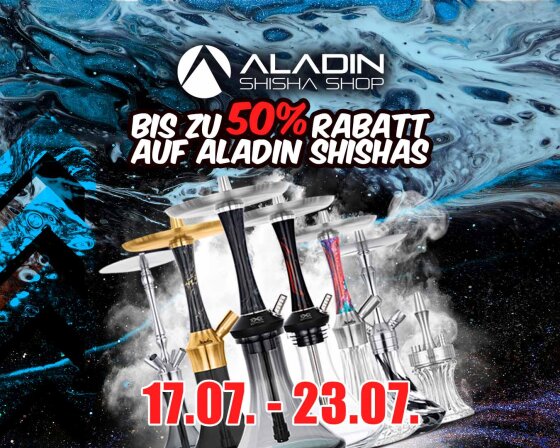 Bis zu 50 Prozent Rabatt auf Aladin Shishas - Großer Aladin Shisha Sale: Epox, MVP und mehr bis zu 50% günstiger