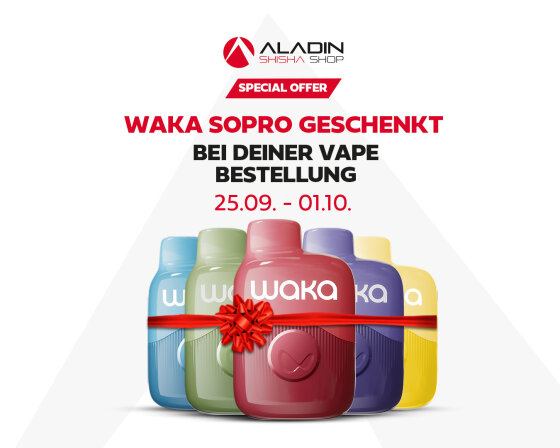 Kostenlose Waka soPro Vape: Hol dir das ultimative Vaping-Erlebnis im Aladin Shisha Shop! - Waka soPro geschenkt: Hol dir dein Gratis-Vape im Aladin Shisha Shop!
