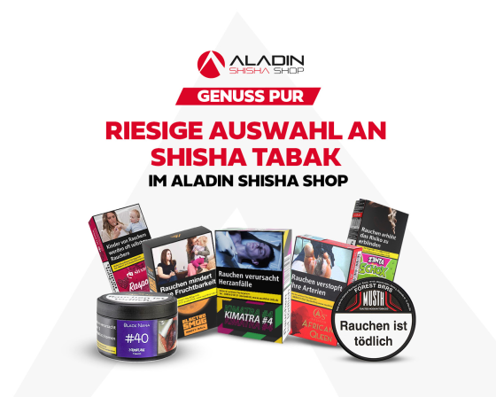 Genuss pur: Riesige Auswahl an Shisha Tabak im Aladin Shisha Shop!