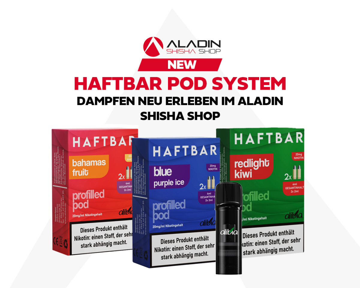 Haftbar Pod System: Experience vaping in a new way in the Aladin Shisha Shop - Discover the Haftbar Pod System: The innovative vape alternative