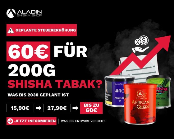 Shisha Tabak bald 60 Euro: Das steht im Gesetzentwurf - 60€ für 200g Shisha-Tabak: Was der Entwurf vorsieht