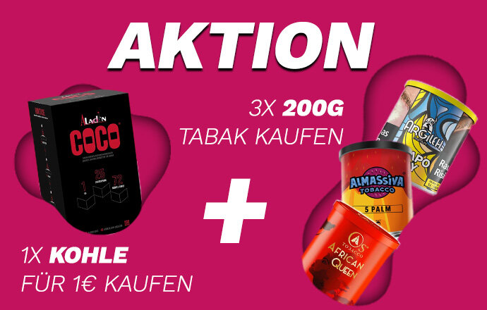3x 200g Bestseller Tabak + Kohle für 1 Euro