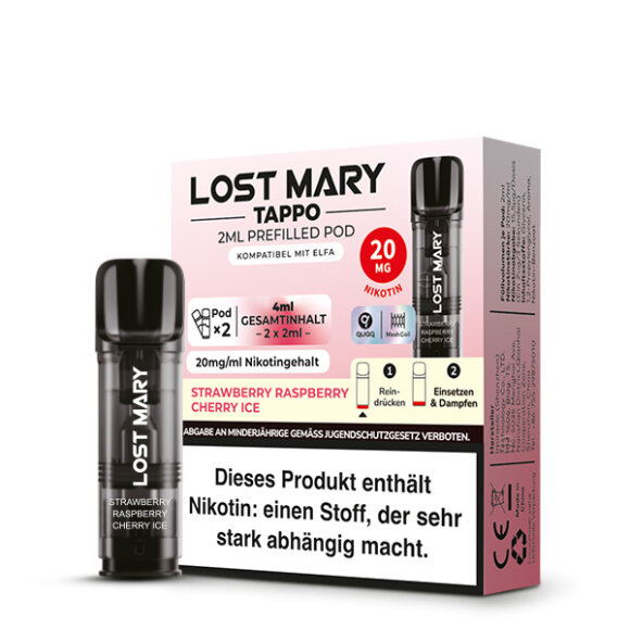 Lost Mary Tappo - Strawberry Raspberry Cherry Ice - Pod (2er Pack)