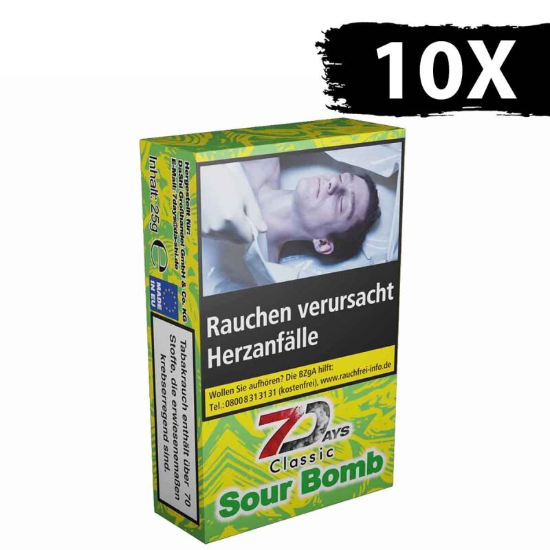 7 Days Tobacco 250g - Sour Bomb (10 x 25g)