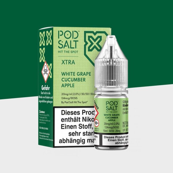 Pod Salt Xtra - White Grape Cucumber Apple 10mg/ml - E-Liquid