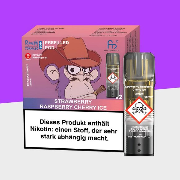RandM Tornado - Strawberry Raspberry Cherry Ice - Pod (2er Pack)