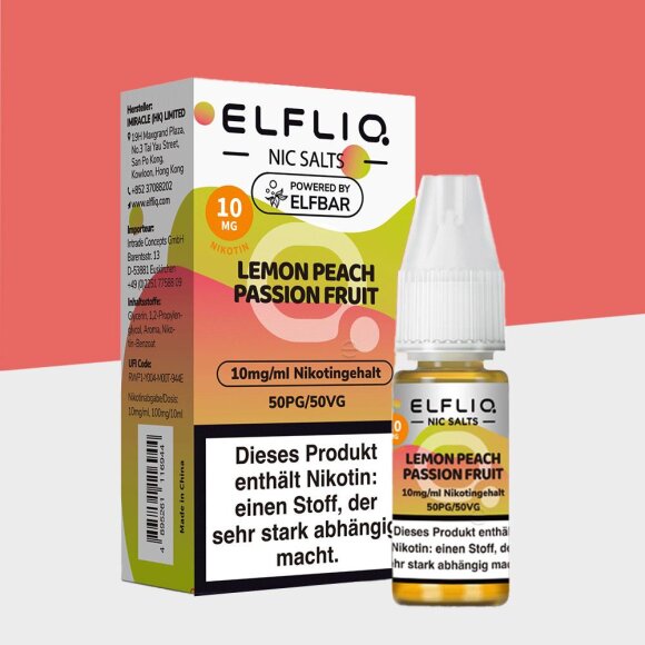 Elfliq by Elfbar - Lemon Peach Passion Fruit 10mg/ml - E-Liquid