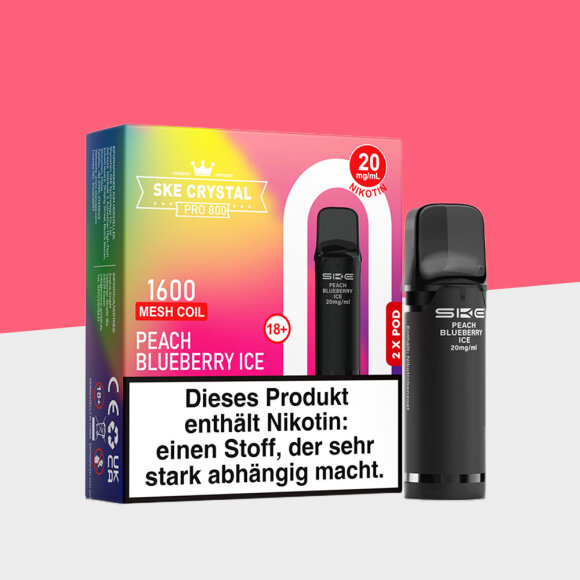SKE Crystal 800 Pro - Peach Blueberry Ice - Pod (2er Pack)