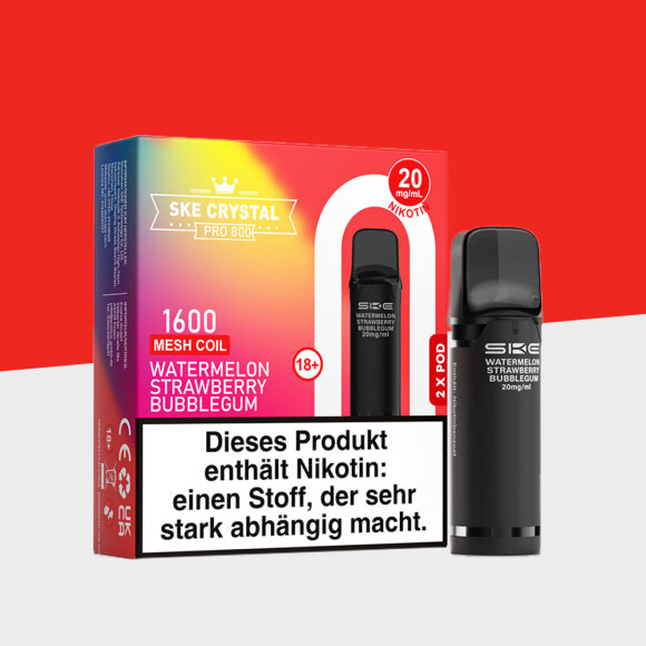 SKE Crystal 800 Pro - Watermelon Strawberry Bubblegum - Pod (2er Pack)
