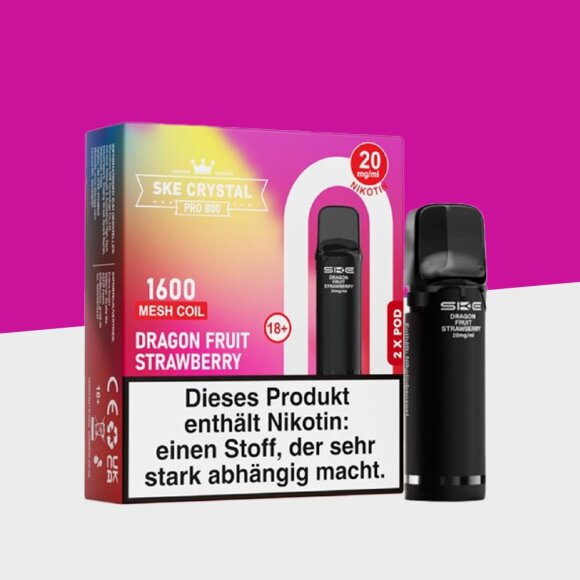 SKE Crystal 800 Pro - Dragon Fruit Strawberry – Pod (2er Pack)