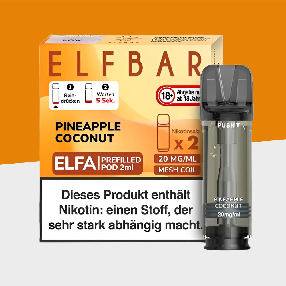 elfbar pods kokos ELFA by - Pineapple Coconut – Pod Elfbar elfa ElfBar Mate Akkuträger Aurora E-Liquid Type_Nic Salt Material:Tobacco