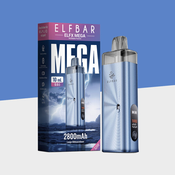 Elfbar ELFX Mega – Cyan – Refillable Pod Kit