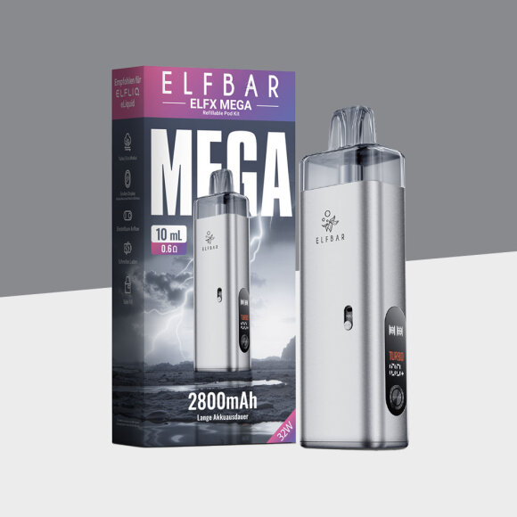 Elfbar ELFX Mega – Silver – Refillable Pod Kit