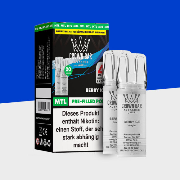 Al Fakher Crown Bar 600 – Berry Ice – MTL - Pod (2er Pack)