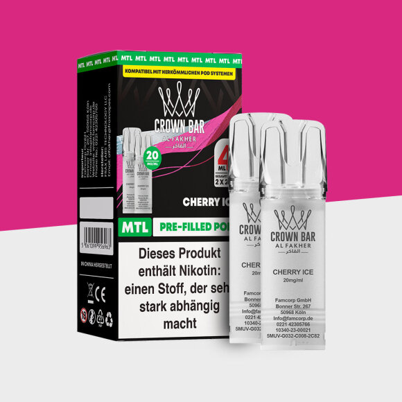 Al Fakher Crown Bar 600 – Cherry Ice – MTL - Pod (2er Pack)