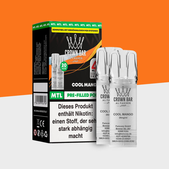 Al Fakher Crown Bar 600 – Cool Mango – MTL - Pod (2er Pack)