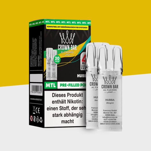 Al Fakher Crown Bar 600 – Hubba – MTL - Pod (2er Pack)