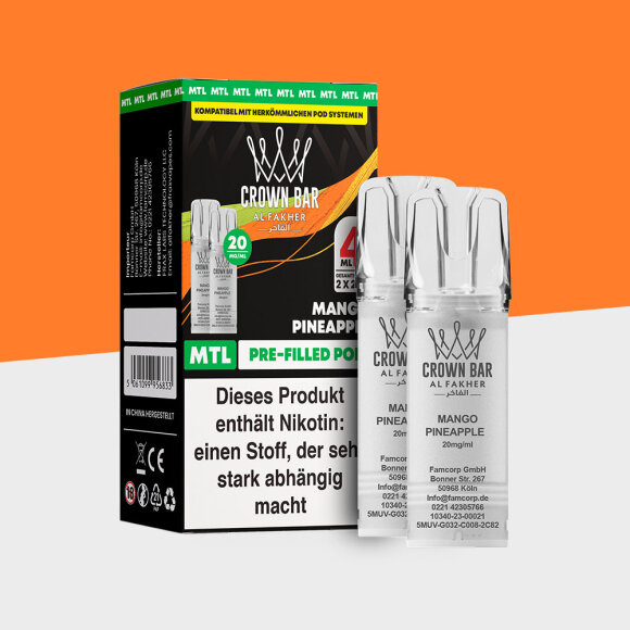 Al Fakher Crown Bar 600 – Mango Pineapple – MTL - Pod (2er Pack)