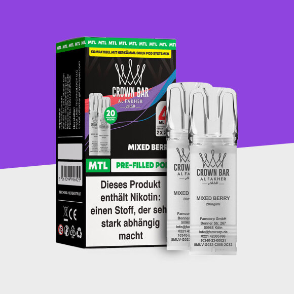 Al Fakher Crown Bar 600 – Mixed Berry – MTL - Pod (2er Pack)