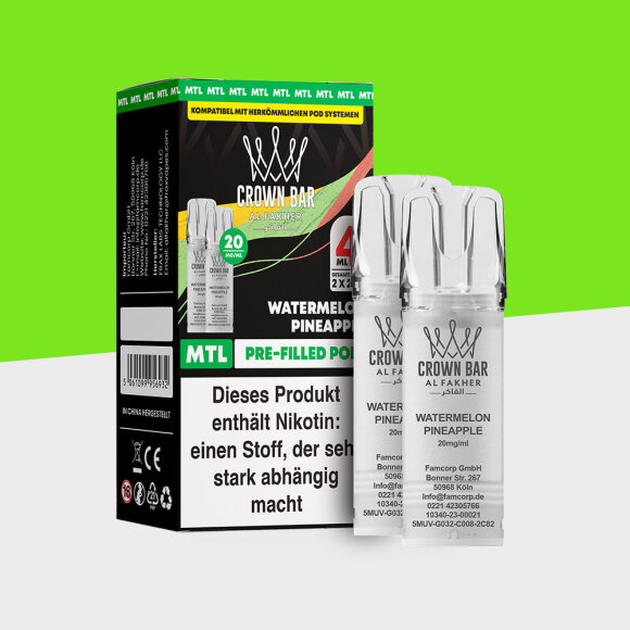 Al Fakher Crown Bar 600 – Watermelon Pineapple – MTL - Pod (2er Pack)