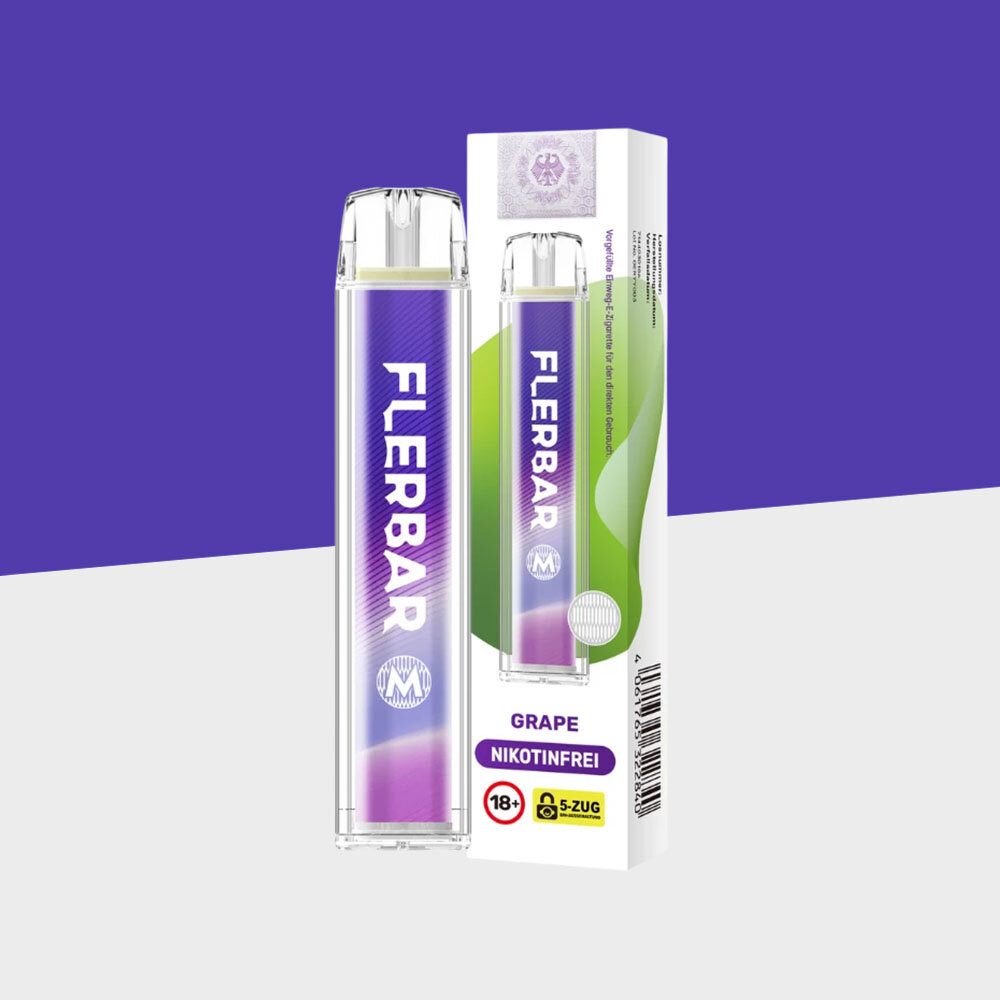 kleine e-zigarette Flerbar M - Grape Nikotinfrei - Vape