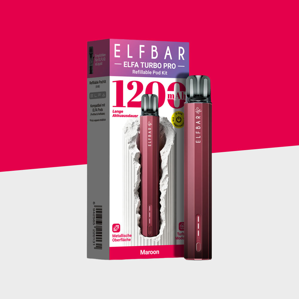 welche pods für elfbar turbo ELFA Pro - Maroon - Pod Kit elfbar elfa turbo pod kit ELFBAR ELFA Master Luxe ELf Bar Mate Flavour:Blueberry Sour Raspberry