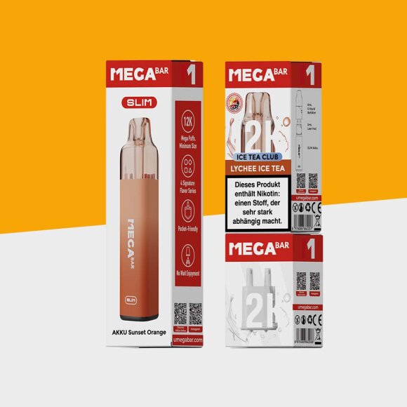 Megabar Slim 12K Starterset - Sunset Orange + Lychee Ice Tea