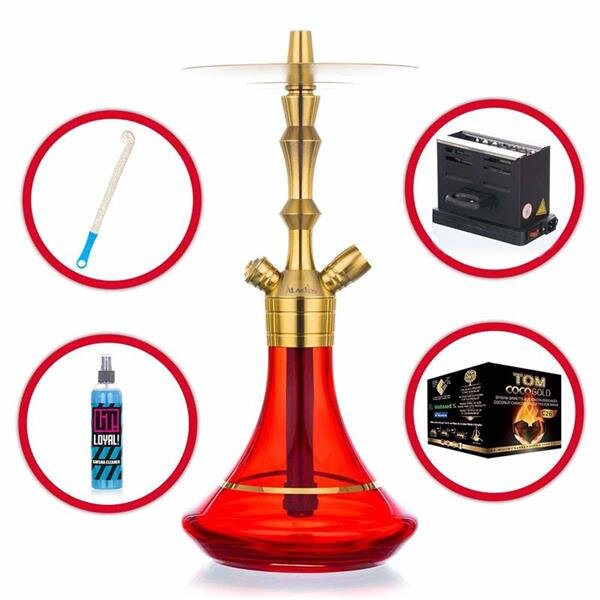 Hookah complete set with Aladin hookah MVP 360 - Limited Edition - Ruby Red